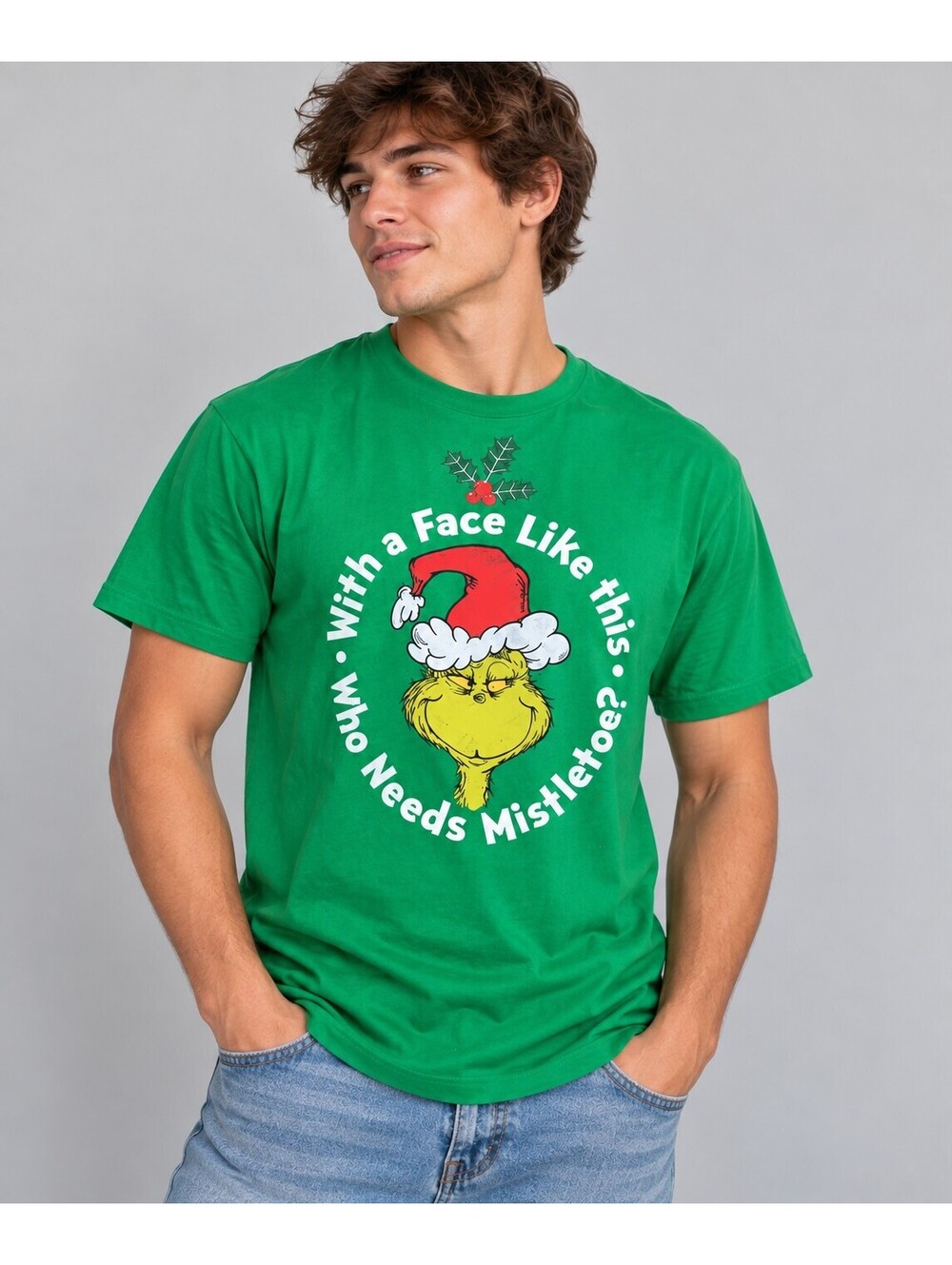 The Grinch Green Christmas Graphic T-Shirt Large Dr. Seuss Holiday Funny